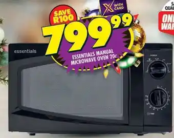 Shoprite ESSENTIALS MANUAL MICROWAVE OVEN 20L offer