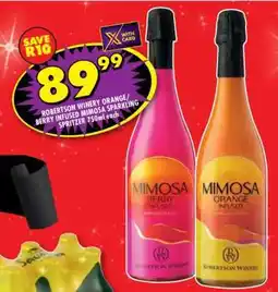 Shoprite ROBERTSON WINERY ORANGE/ BERRY INFUSED MIMOSA SPARKLING SPRITZER 750ml offer