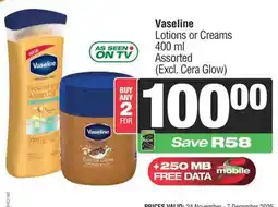 Spar Vaseline Lotions or Creams offer