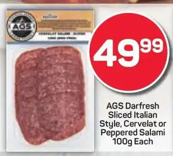 Pick n Pay AGS Darfresh Sliced Italian Style, Cervelat or Peppered Salami 100g Each offer