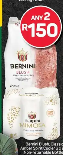 Pick n Pay Bernini Blush, Classic or Amber Spirit Cooler 6 x 275 ml offer