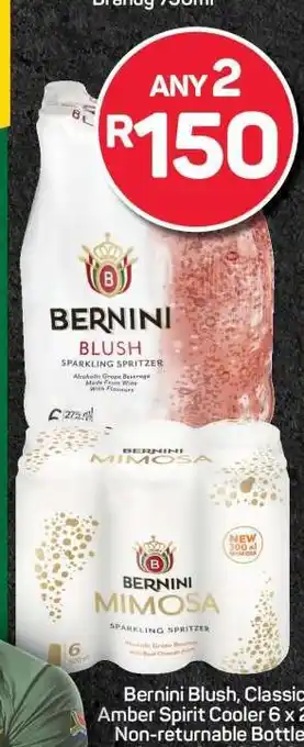 Bernini Blush, Classic or Amber Spirit Cooler 6 x 275 ml