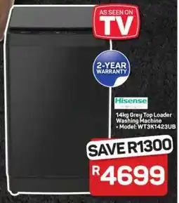 Pick n Pay Hypermarket Hisense 14kg Grey Top Loader Washing Machine offer