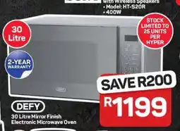 Pick n Pay Hypermarket DEFY 30 Litre Mirror Finish Electronic Microwave Oven offer
