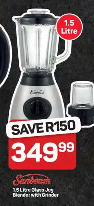 Pick n Pay Hypermarket Sunbeam 1.5 Litre Glass Jug Blender with Grinder offer