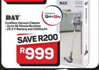 Pick n Pay Hypermarket DAY Cordless Vacuum Cleaner offer