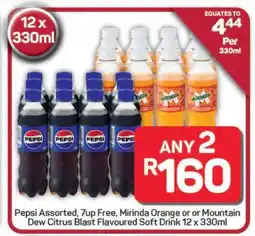 Pick n Pay Hypermarket Pepsi Assorted, 7up Free, Mirinda Orange, Mountain Dew Citrus Blast offer
