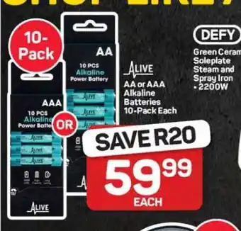 Pick n Pay Hypermarket AA or AAA Alkaline Batteries 10-Pack offer