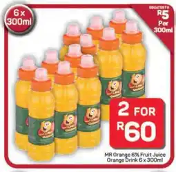 Pick n Pay Hypermarket MR Orange 6% Fruit Juice Orange Drink 6 x 300ml offer