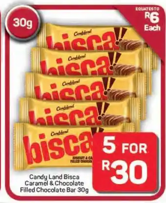 Pick n Pay Hypermarket Candy Land Bisca Caramel & Chocolate Filled Chocolate Bar 30g offer