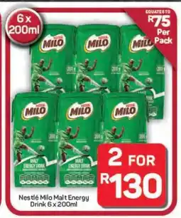 Pick n Pay Hypermarket Nestlé Milo Malt Energy Drink 6 x 200ml offer