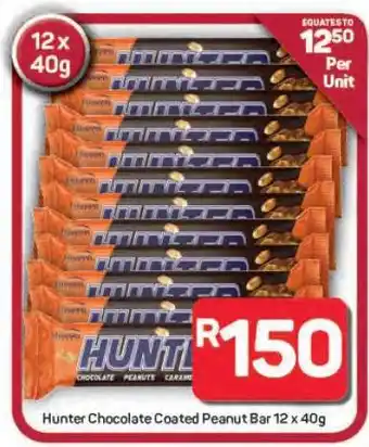 Pick n Pay Hypermarket Hunter Chocolate Coated Peanut Bar 12 x 40g offer