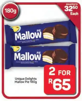 Pick n Pay Hypermarket Unique Delights Mallow Pie 180g offer