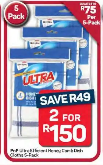 Pick n Pay Hypermarket PnP Ultra Efficient Honey Comb Dish Cloths 5-Pack offer