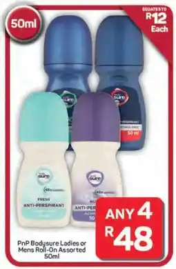 Pick n Pay Hypermarket PnP Bodysure Ladies or Mens Roll-On Assorted offer