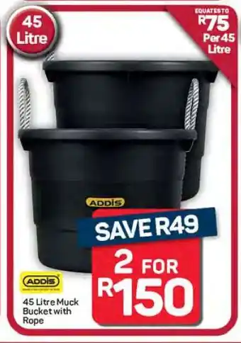 Pick n Pay Hypermarket Addis 45 Litre Muck Bucket with Rope offer