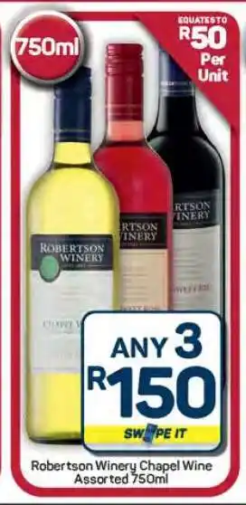 Pick n Pay Hypermarket Robertson Winery Chapel Wine Assorted 750ml offer