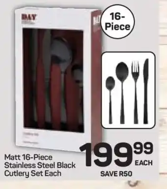 Pick n Pay Hypermarket Matt 16-Piece Stainless Steel Black Cutlery Set offer