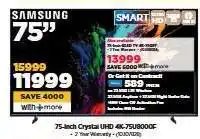 HiFi Corp Samsung 75-Inch Crystal UHD 4K-75U8000C offer