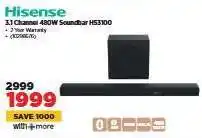 HiFi Corp Hisense 3.1 Channel 480W Soundbar HS3100 offer
