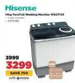 HiFi Corp Hisense 14kg TwinTub Washing Machine WSCF143 offer