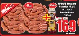 Boxer MAMA'S Russians Assorted 4kg & ALL GOLD Tomato Sauce 350ml offer