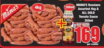 Boxer MAMA'S Russians Assorted 4kg & ALL GOLD Tomato Sauce 350ml offer