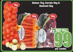Boxer Onions 7kg, Carrots 5kg, Beetroot 5kg offer