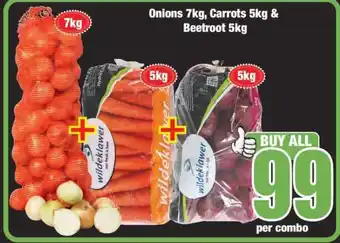 Boxer Onions 7kg, Carrots 5kg, Beetroot 5kg offer