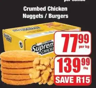Boxer Crumbed Chicken Nuggets / Burgers offer