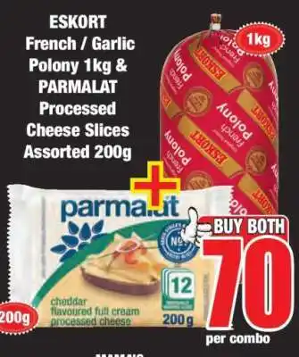 Boxer ESKORT French / Garlic Polony 1kg & PARMALAT Processed Cheese Slices Assorted 200g offer