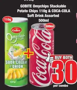 Boxer GOBITE Omychips Stackable Potato Chips 110g & COCA-COLA Soft Drink Assorted 500ml offer