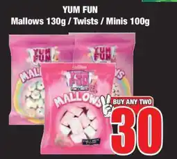 Boxer YUM FUN Mallows 130g / Twists / Minis 100g offer