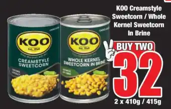 Boxer KOO Creamstyle Sweetcorn / Whole Kernel Sweetcorn In Brine offer