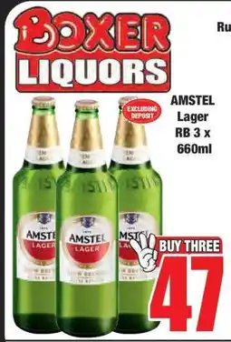 Boxer AMSTEL LAGER RB 3 X 660ML offer