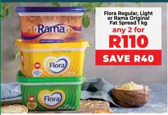 Food Lover's Market Flora Regular, Light or Rama Original Fat Spread 1 kg offer