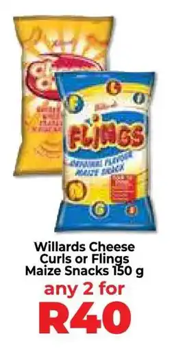 Food Lover's Market Willards Cheese Curls or Flings Maize Snacks 150 g offer