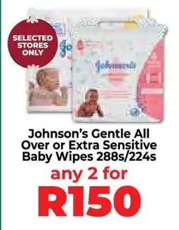 Food Lover's Market Johnson’s Gentle All Over or Extra Sensitive Baby Wipes 288s/224s offer