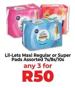 Food Lover's Market Lil-Lets Maxi Regular or Super Pads Assorted 7s/8s/10s offer