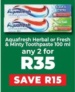 Food Lover's Market Aquafresh Herbal or Fresh & Minty Toothpaste 100 ml offer