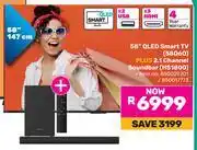 Game Hisense 58 QLED Smart TV 58Q6Q Plus 2.1 Channel Soundbar HS1800 offer