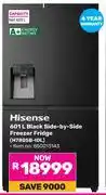 Game Hisense 601L Black Side By Side Freezer/Fridge H780SB-IDL offer
