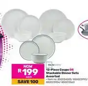 Game Mainstays 12 Piece Coupe Or Stackable Dinner Sets Assorted-Each offer