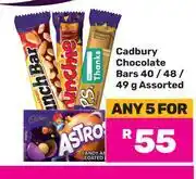 Game Cadbury Chocolate Bars Assorted-For 5 x 40g/48g/49g offer