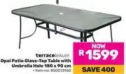 Game Ozark Trail Opal Patio Glass Top Table With Umbrella Hole 180 x 90cm offer