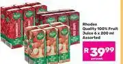 Game Rhodes Quality 100% Fruit Juice Assorted 6 x 200ml-Per Pack offer