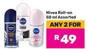 Game Nivea Roll-On Assorted-For Any 2 x 50ml offer