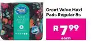 Game Great Value Maxi Pads Regular-8s Pack offer