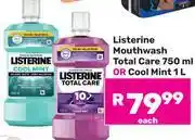 Game Listerine Mouthwash Total Care 750ml Or Cool Mint 1Ltr-Each offer