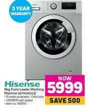 Game Hisense 8Kg Front Loader Washing Machine WFHV8012S offer
